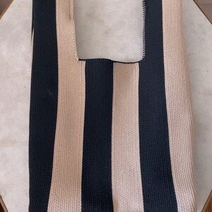 H&M Black and Tan Striped Clutch